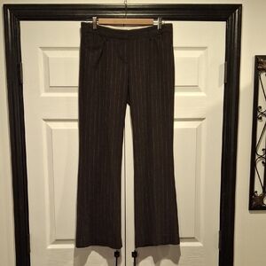 Express Design Studio Editor Brown and Orange  Pinstripe Trousers